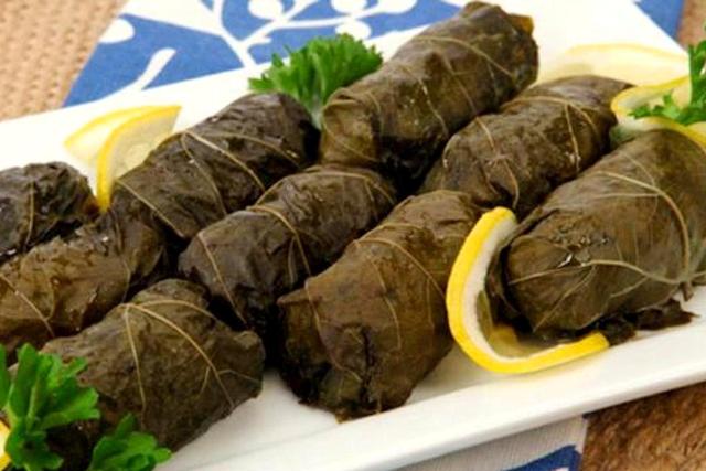 Greek food: Dolmades stuffed vine leaves